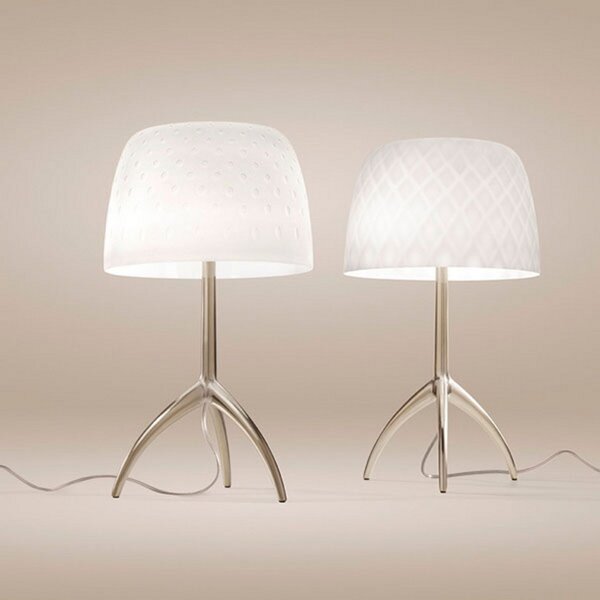 Foscarini Lampa de masă Lumiere 30, 35 cm, Pastille, pornită/oprită, Alb, Camera de zi / sufragerie, Sticlă, Design, Tripod