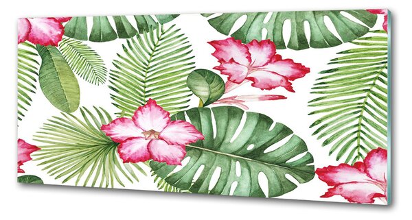Panou sticlă bucătărie flori tropicale