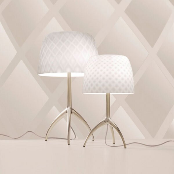 Foscarini Lampa de masă Lumiere 30, 35 cm, Pastille, pornită/oprită, Alb, Camera de zi / sufragerie, Sticlă, Design, Tripod