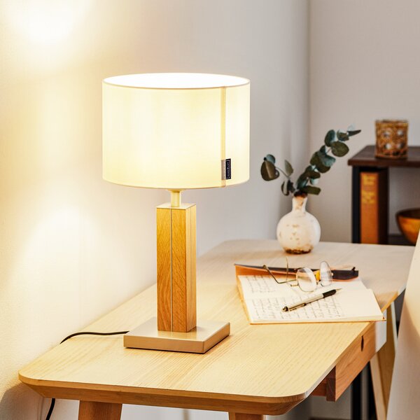 HerzBlut Dana lampă masă, stejar natur, alb, 41cm, Lemn, Camera de zi / sufragerie, Lemn, Modern