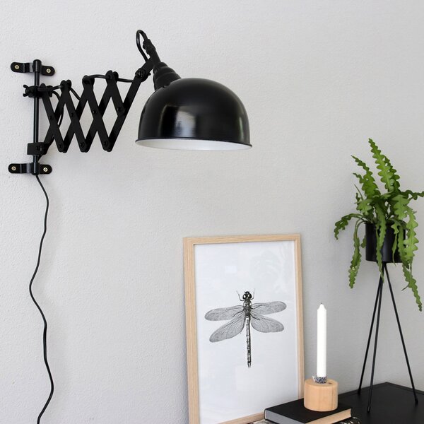 Steinhauer Lampă Yorkshire cu foarfecă pentru perete, negru, Negru, Camera de zi / sufragerie, Metal, Design industrial