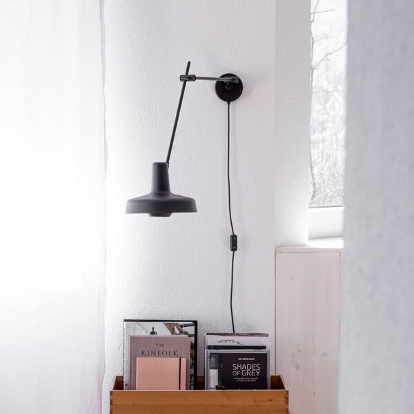 GRUPA Arigato 1 bec de perete 70cm Ø23cm negru, Negru, Studiu / Birou, Metal