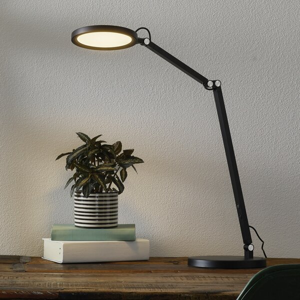 Fabas Luce Lampă LED de birou Regina cu dimmer, negru, reglabil, Negru, Studiu / Birou, Metal, Modern