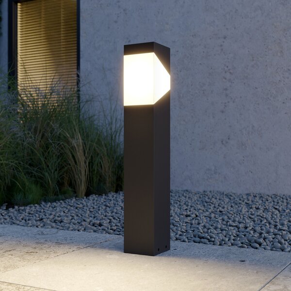 Lucande Kiran lampă cu soclu, 60 cm, gri, metal, IP44, E27, reglabil, Negru, Aluminiu, Modern