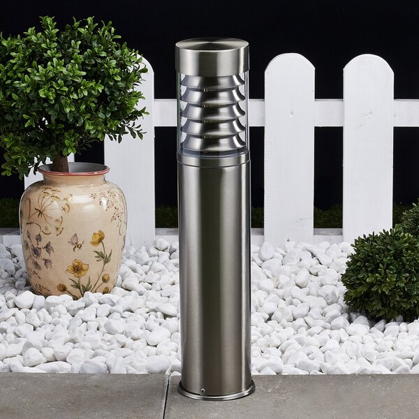 Lindby Lampă cu soclu Enja, 50 cm, oțel inoxidabil, IP44, E27, reglabil, Metalic, Oțel inoxidabil, Modern