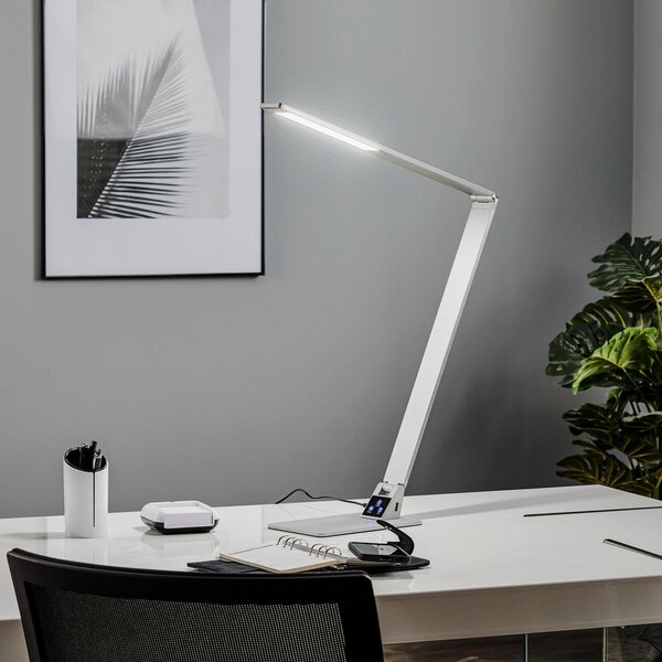 Fabas Luce Lampă LED plată de birou Wasp din aluminiu, reglabil, Metalic, Studiu / Birou, Metal, Modern