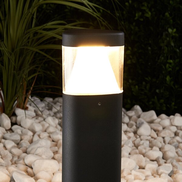 Lucande Lampă cu soclu LED Milou, înălțime 30 cm, antracit, aluminiu, Negru, Metal, Modern