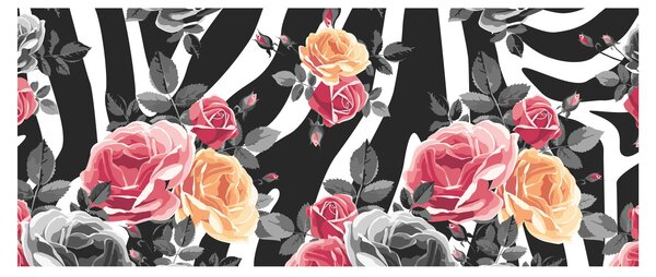 Tablou cu trandafiri înfloriți (120x50 cm)