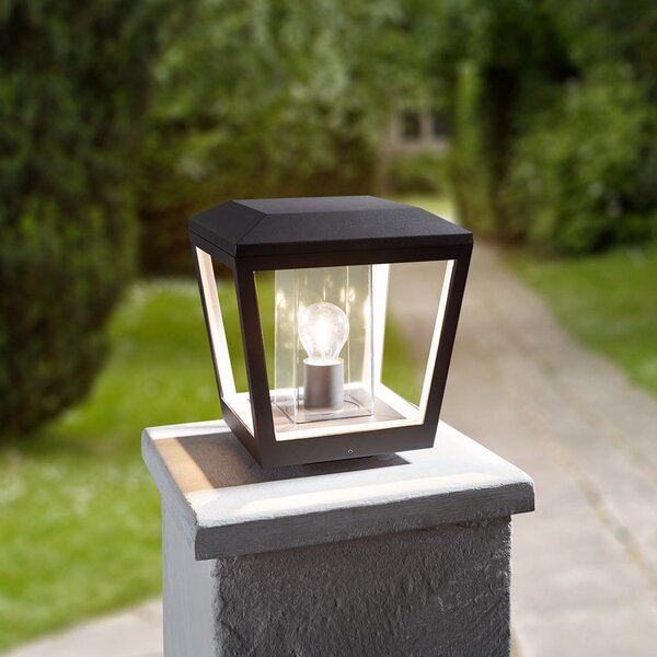 Lucande Dunia lampă cu soclu, antracit, metal, 24 cm, IP54, reglabil, Negru, Metal, Modern