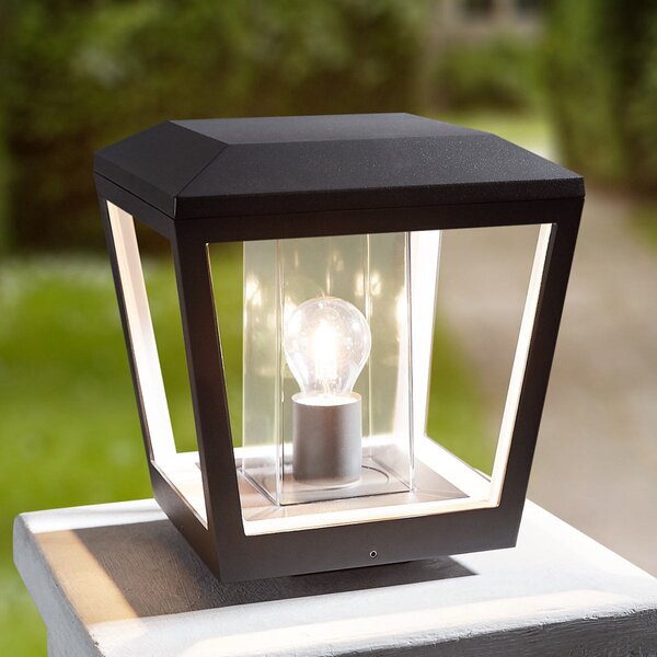 Lucande Dunia lampă cu soclu, antracit, metal, 24 cm, IP54, reglabil, Negru, Metal, Modern