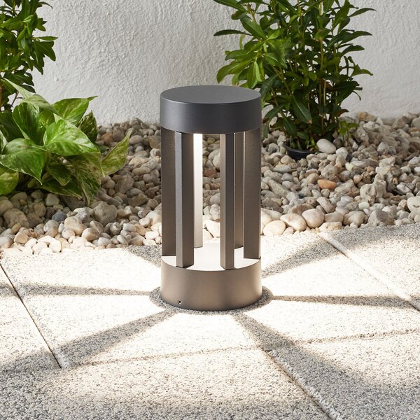 Lindby lampă cu soclu Jordis, 22 cm, antracit, aluminiu, Negru, Metal, Modern