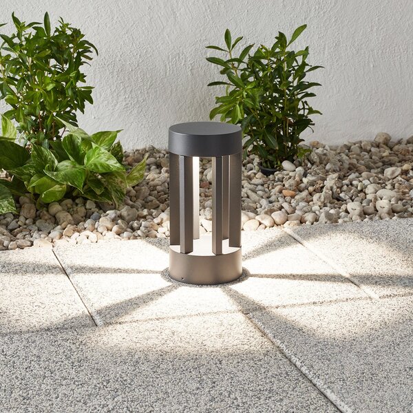 Lindby lampă cu soclu Jordis, 22 cm, antracit, aluminiu, Negru, Metal, Modern