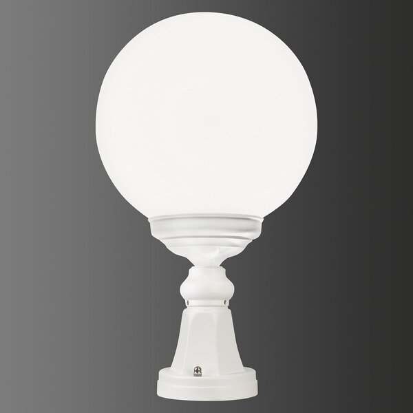 LCD Lampă cu postament 1131 abajur sferic, alb, Alb, Metal, Antichitate, glob