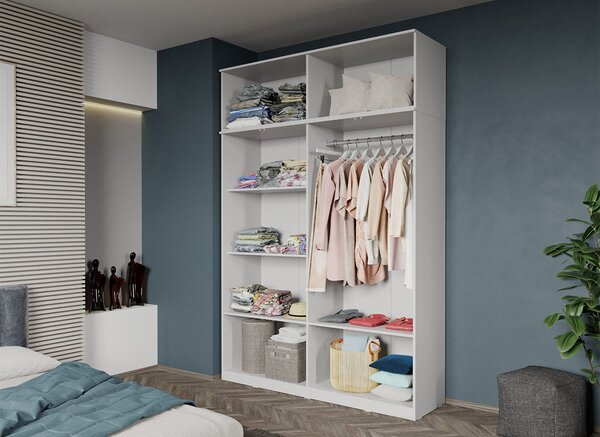 Dulap dormitor 4 usi alb+oglinda 164,4 x 240,3 cm - Dallas
