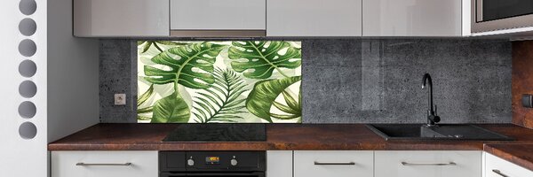 Panou sticlă bucătărie frunze tropicale