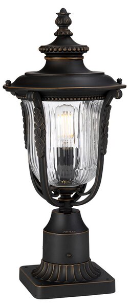 Elstead Lampă cu postament Luverne sticlă striată, reglabil, Bronz / Alamă Veche, Sticlă, Antichitate, Felinar
