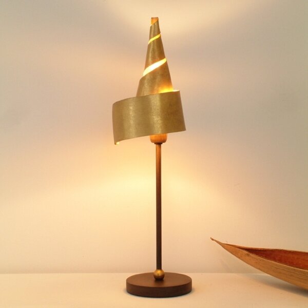 Holländer Lampă masă ZAUBERHUT aurie cu abajur din metal, Auriu / Alamă, Camera de zi / sufragerie, Metal, Design