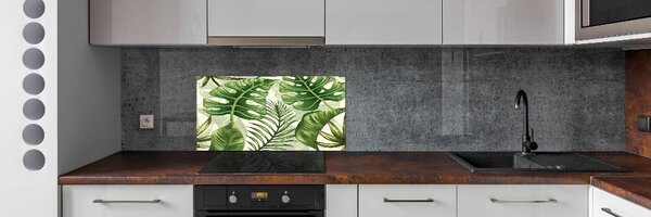 Panou sticlă bucătărie frunze tropicale