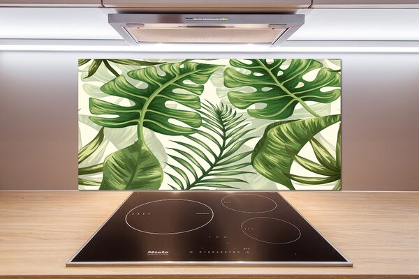 Panou sticlă bucătărie frunze tropicale