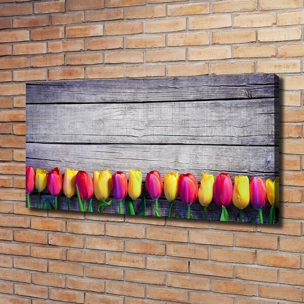 Tablou canvas Lalele pe lemn
