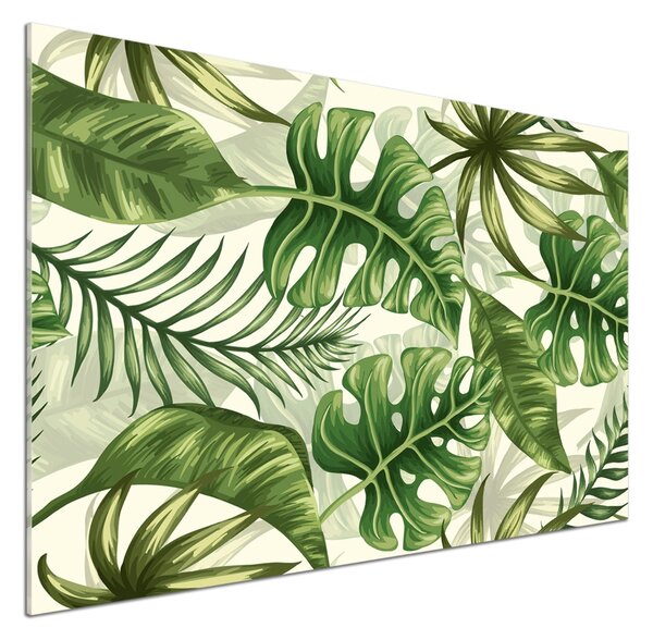 Panou sticlă bucătărie frunze tropicale