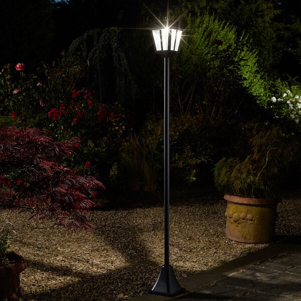 SMART GARDEN Lumină solară cu LED pentru stâlp Whitehall 365, IP44, reglabil, Negru, Metal, Modern, Lumini solare