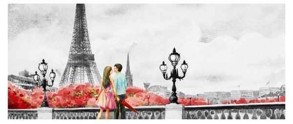 Tablou îndrăgostiții în Paris (120x50 cm)