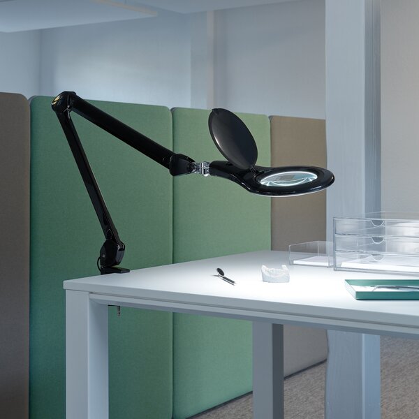 Maul Lampă cu clemă de mărire LED MAULmakro, negru, înălțime 50 cm, Negru, Studiu / Birou, Plastic, Modern, Birou de masă