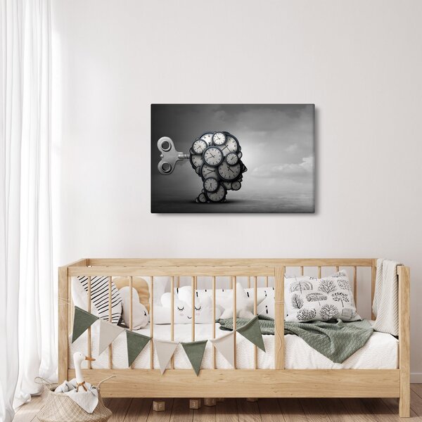 Tablou artistic cu cu cap și ceas (90x60 cm)