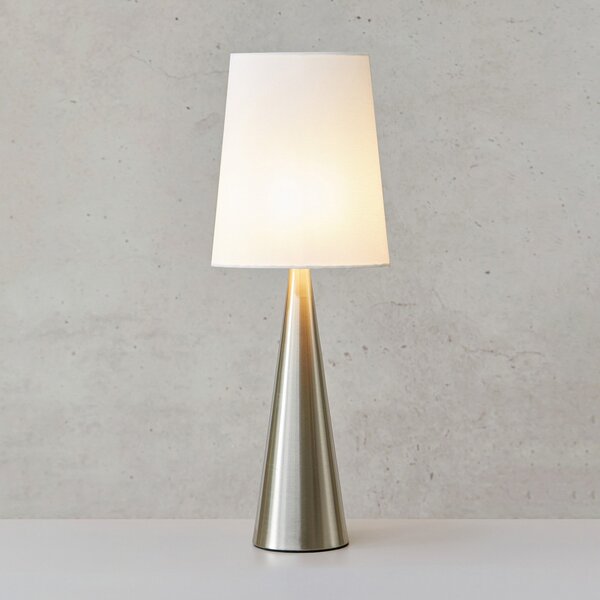 Markslöjd Lampă de masă Conus cu abajur alb-deschis, nichel, Metalic, Camera de zi / sufragerie, Metal, Modern