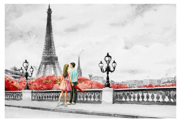 Tablou îndrăgostiții în Paris (90x60 cm)