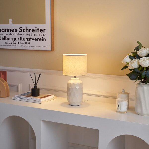 Pauleen Charming Sparkle lampă masă crem/terrazzo, Bej, Camera de zi / sufragerie, Ceramică