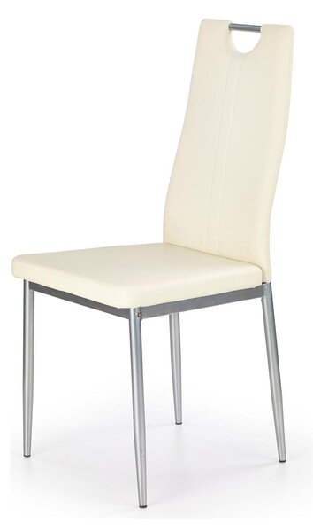 Scaun tapitat K202, crem/crom, piele ecologica/metal, 44X54X97 CM