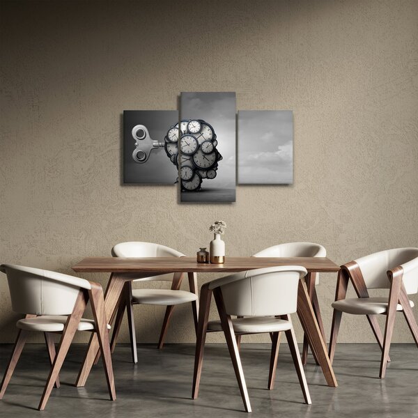 Tablou artistic cu cu cap și ceas (90x60 cm)