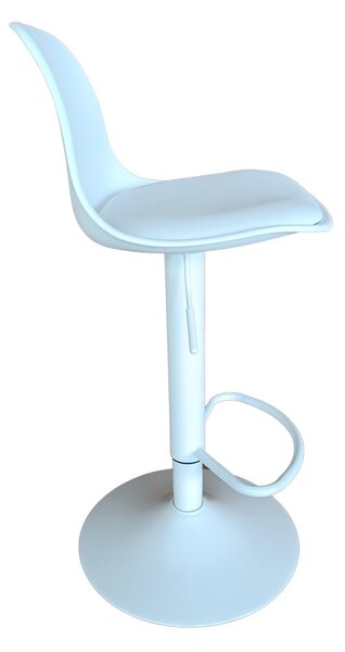 Scaun bar Louser inaltime ajustabila alb cu perna baza metalica alba 44x46x114 cm
