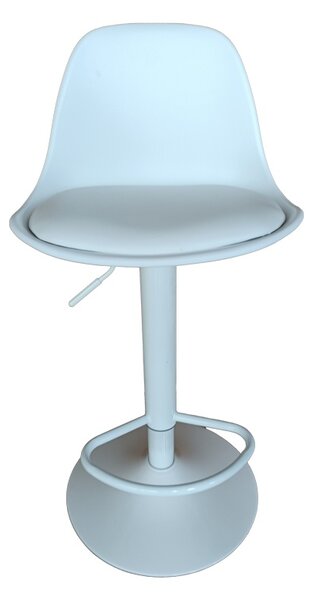 Scaun bar Louser inaltime ajustabila alb cu perna baza metalica alba 44x46x114 cm