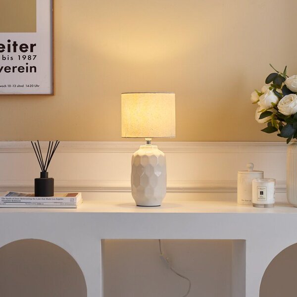 Pauleen Charming Sparkle lampă masă crem/terrazzo, Bej, Camera de zi / sufragerie, Ceramică