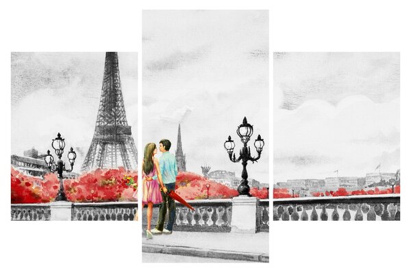 Tablou îndrăgostiții în Paris (90x60 cm)