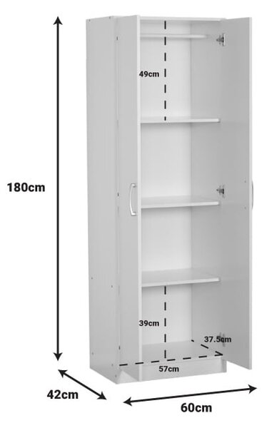 Dulap 2 usi Jonar alb melamina 60x42x180 cm