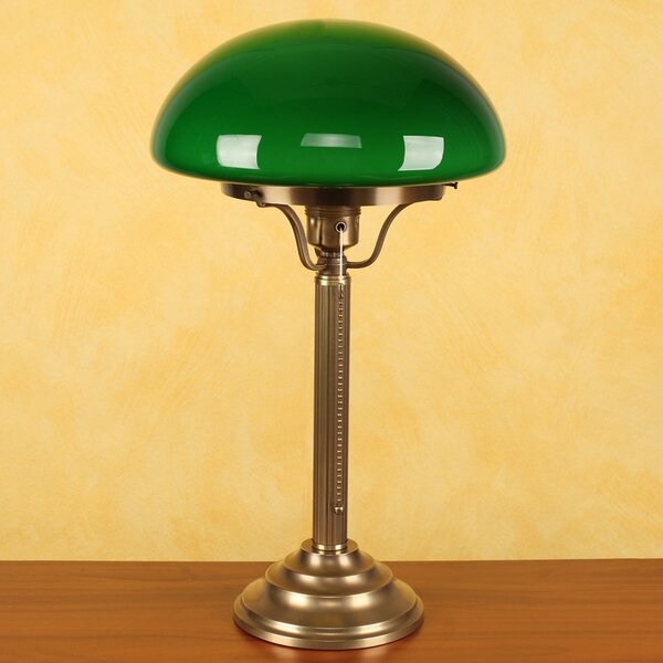Berliner Messinglampen Hari lampă de masă din alamă cu abajur verde, Bronz / Alamă Veche, Camera de zi / sufragerie, Metal, Antichitate
