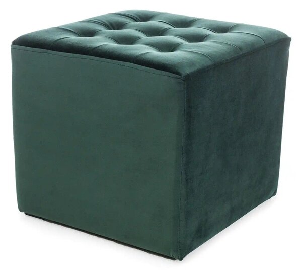 Taburet LORI, stofa catifelata verde, 39x39x34 cm