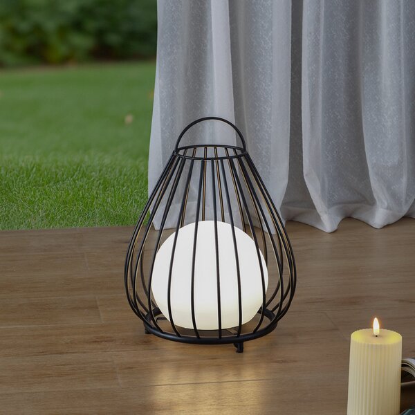 Lindby LED lumina solara Kelda, negru, metal, 38cm, dimabil., reglabil, Negru, Aluminiu, Modern