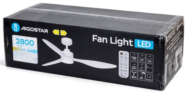Ventilator LED dimabil de tavan Aigostar LED/20W/230V 2700-6500K 132 cm alb + telecomandă