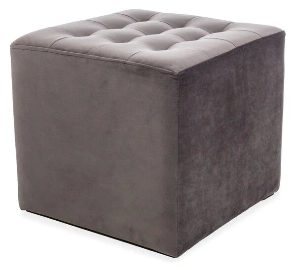 Taburet LORI, stofa catifelata gri - Bluvel 14, 39x39x34 cm