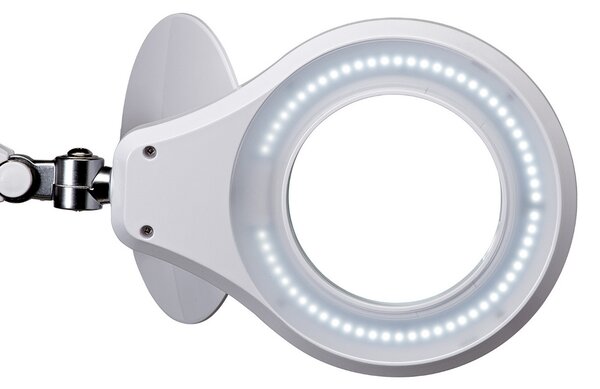 Maul MAULsource Lampă de mărire LED, albă, 51 cm, dimabil, reglabil, Alb, Studiu / Birou, Plastic, Modern, Corpuri de iluminat cu clemă / cu fișă