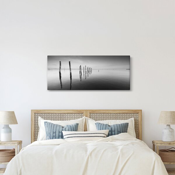 Tablou cu nivelul de lac alb negru (120x50 cm)