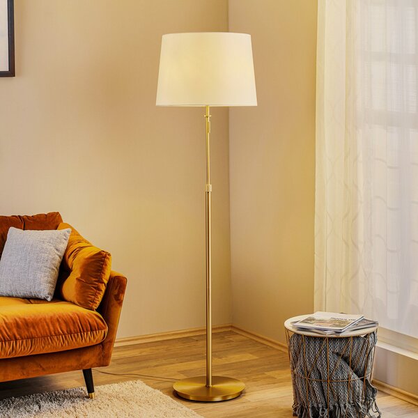 Trio Lighting Lampă podea Lyon înălț. reglabilă, comutator șnur, Auriu / Alamă, Camera de zi / sufragerie, Metal, Modern