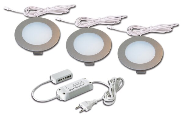 Hera Lampă încastrată FR 78-LED set 3x alb cald, Metalic, Camera de zi / sufragerie, Plastic, Modern, Montarea mobilierului