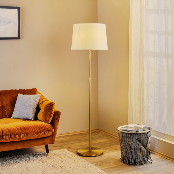 Trio Lighting Lampă podea Lyon înălț. reglabilă, comutator șnur, Auriu / Alamă, Camera de zi / sufragerie, Metal, Modern