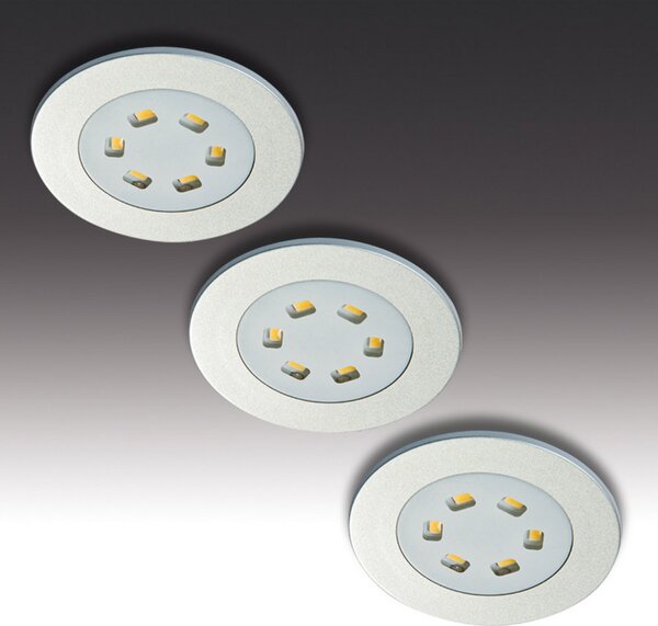 Hera Set 3 buc. lămpi LED încastrate R 55, Metalic, Bucătărie, Metal, Modern, Corpuri de iluminat încastrate rotunde